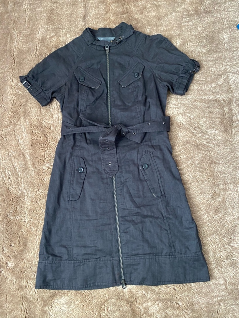A/X Armani Exchange Black Utility Zip-Front Big Girl Dress